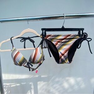 Y2K Victoria’s Secret Multicolor Stripe Bikini Set Size 34B Medium